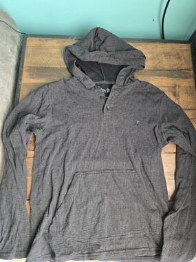 Hurley Men's Hooded Pullover - Charcoal Gray Stripes